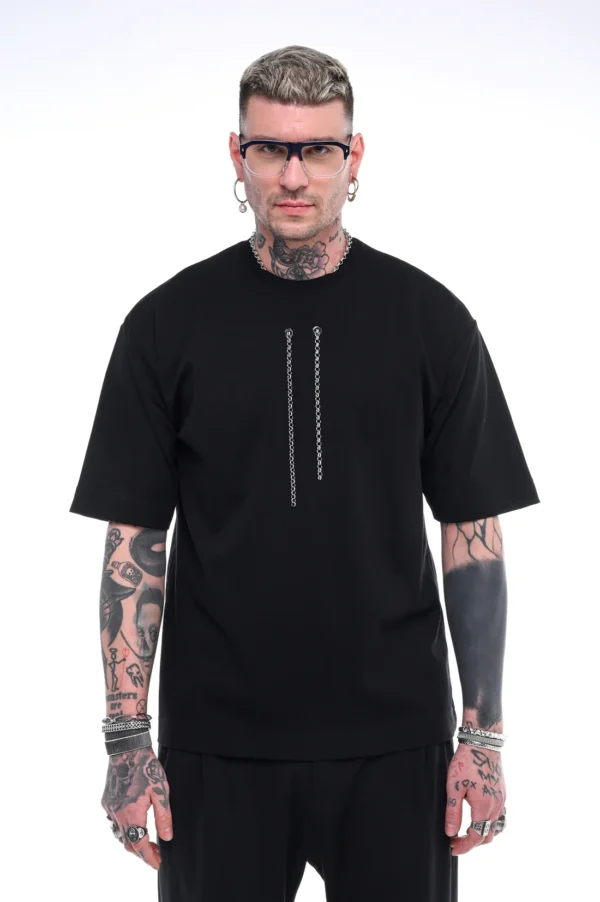 Street lace t-shirt μαύρο