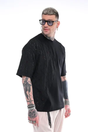 Stefan contrast t-shirt μαύρο