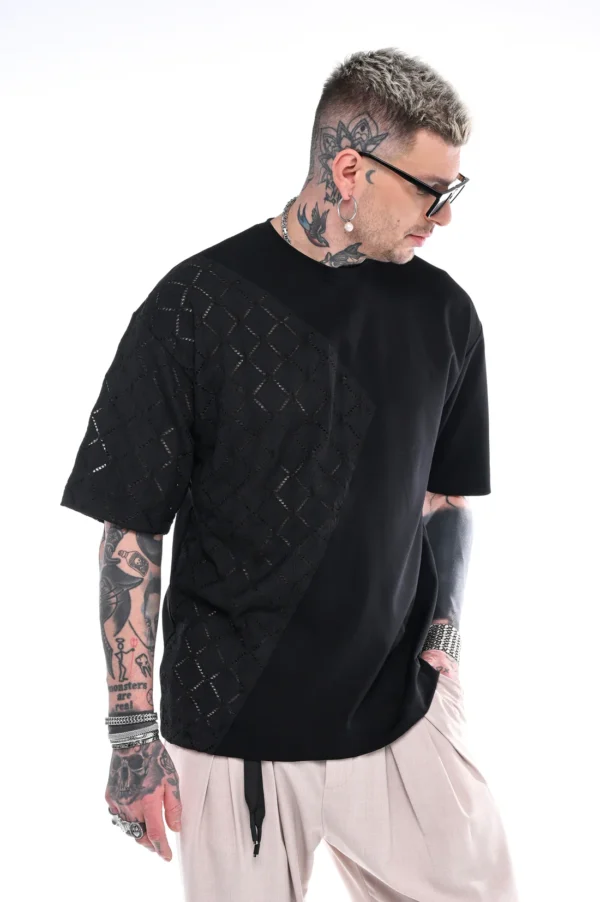 Stefan contrast t-shirt μαύρο