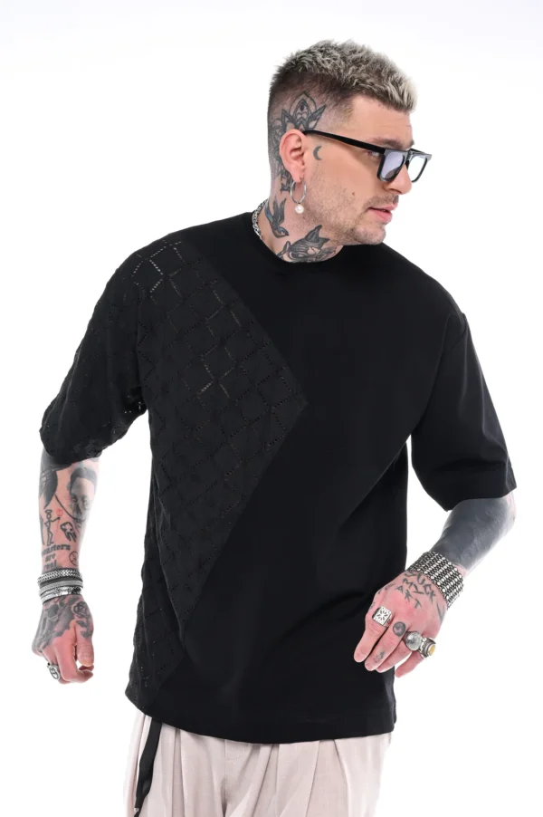 Stefan contrast t-shirt μαύρο