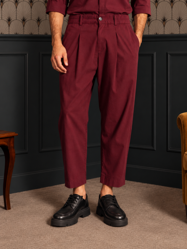 1BA910B8-2DCA-484D-A10E-94A87991F11C Relaxed Tailored Παντελόνι με Πιέτες – Burgun