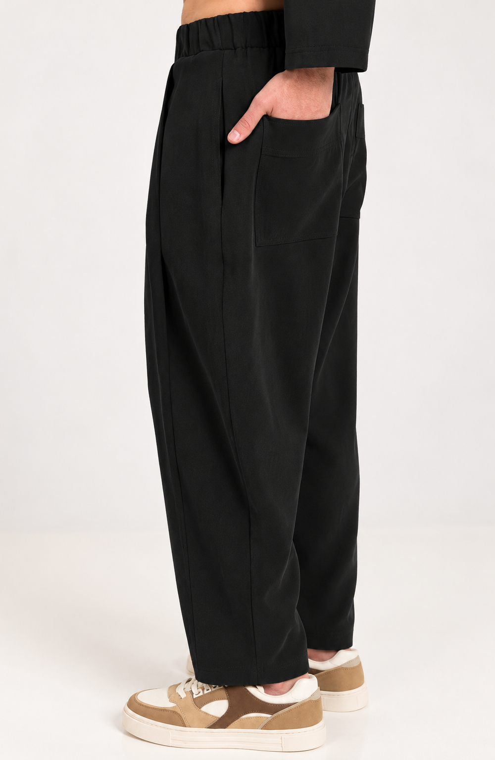 Black Relaxed Fit Pants – Αέρινο Παντελόνι με Λάστιχο