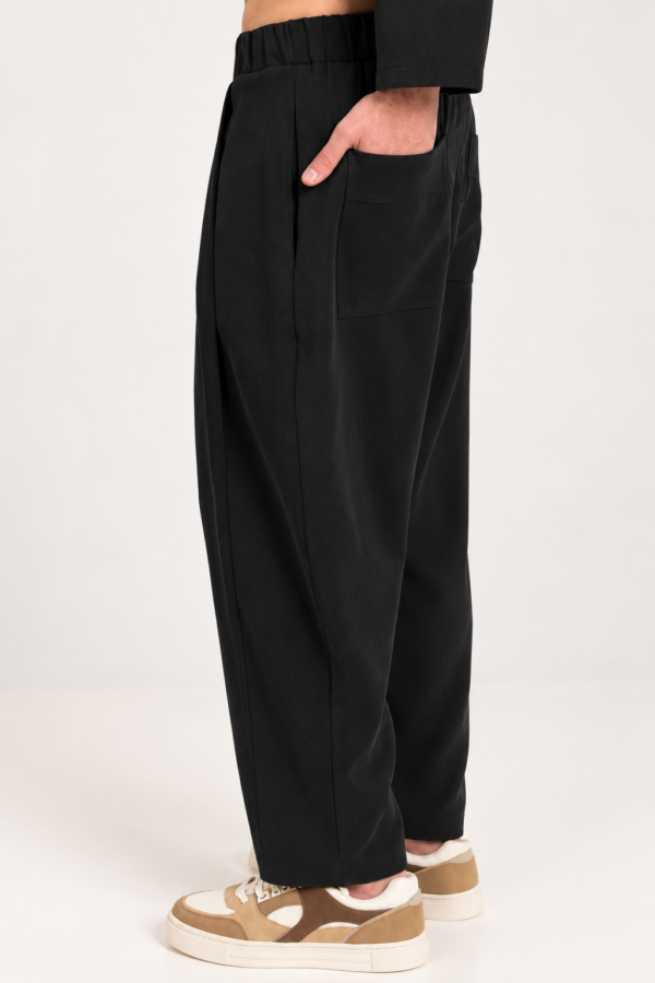 Black Relaxed Fit Pants – Αέρινο Παντελόνι με Λάστιχο