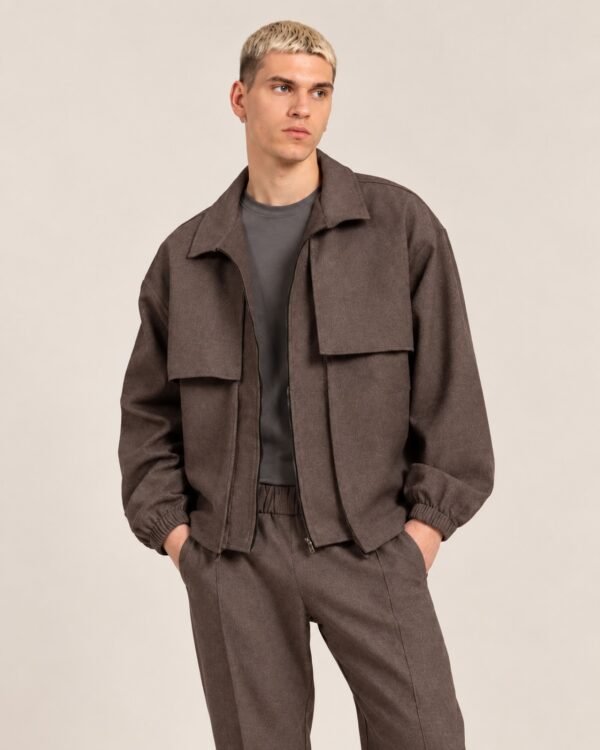 Ανδρικό Oversized Jacket με Τσέπες – Καφέ