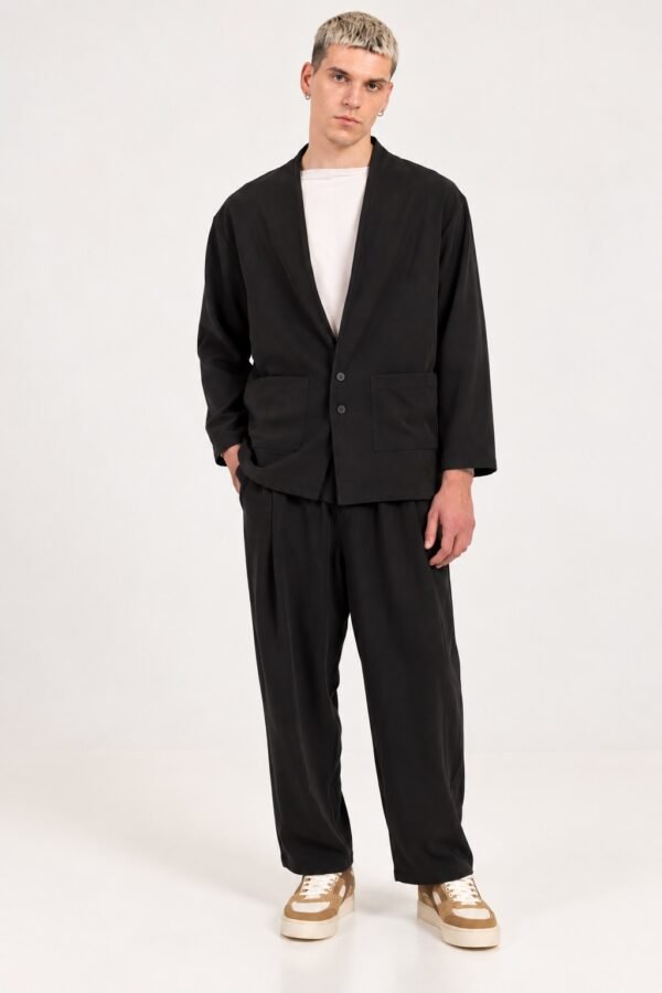 Black Relaxed Fit Pants – Αέρινο Παντελόνι με Λάστιχο
