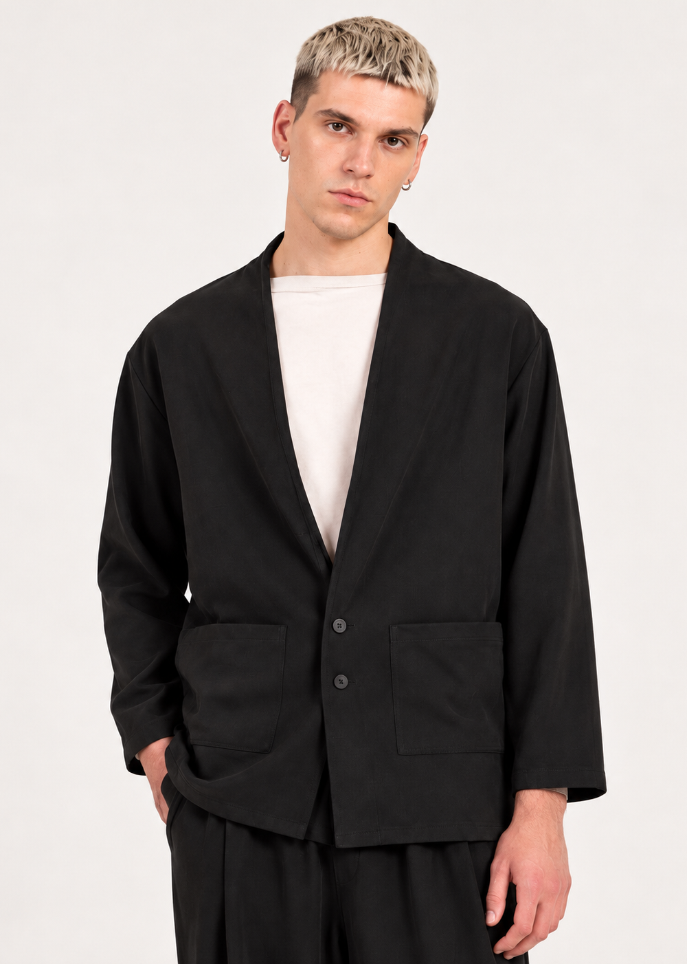 Black Relaxed Fit Jacket – Minimal Σακάκι με Χαλαρή Γραμμή