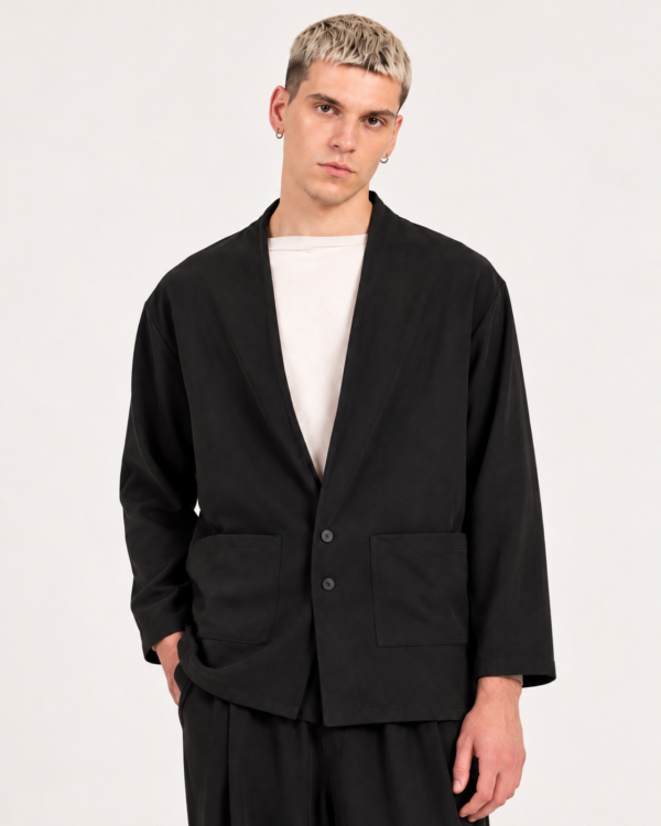 Black Relaxed Fit Jacket – Minimal Σακάκι με Χαλαρή Γραμμή