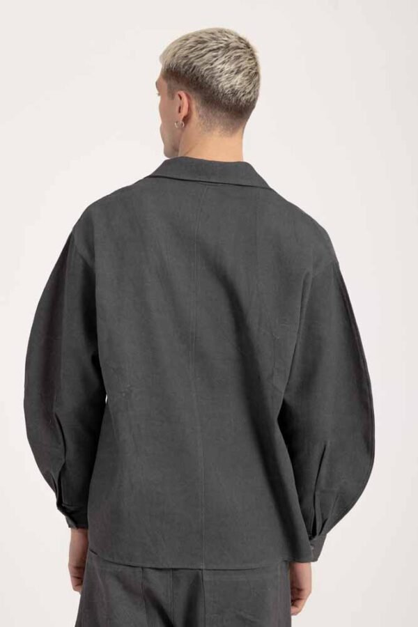 Oversized Jacket με Κουμπιά – Ανθρακί