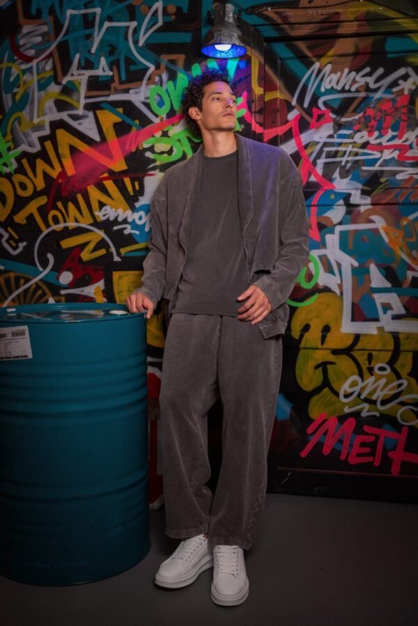 Oversized Indeed Ανδρική Ζακέτα Washed Ανθρακί